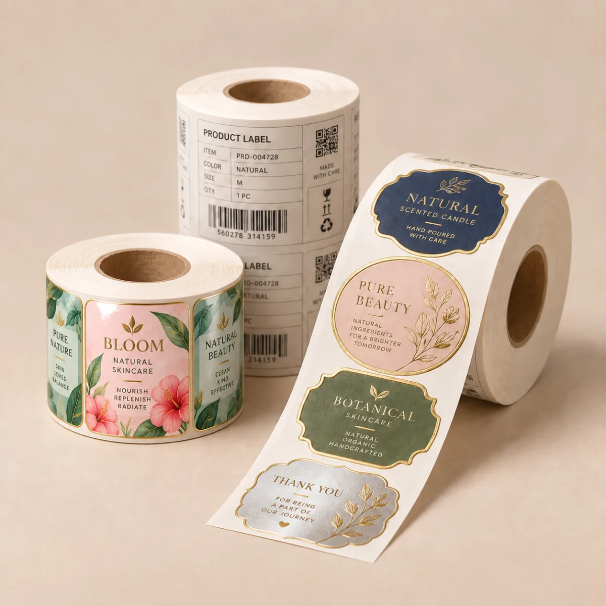 Rolls of full-colour printed adhesive labels